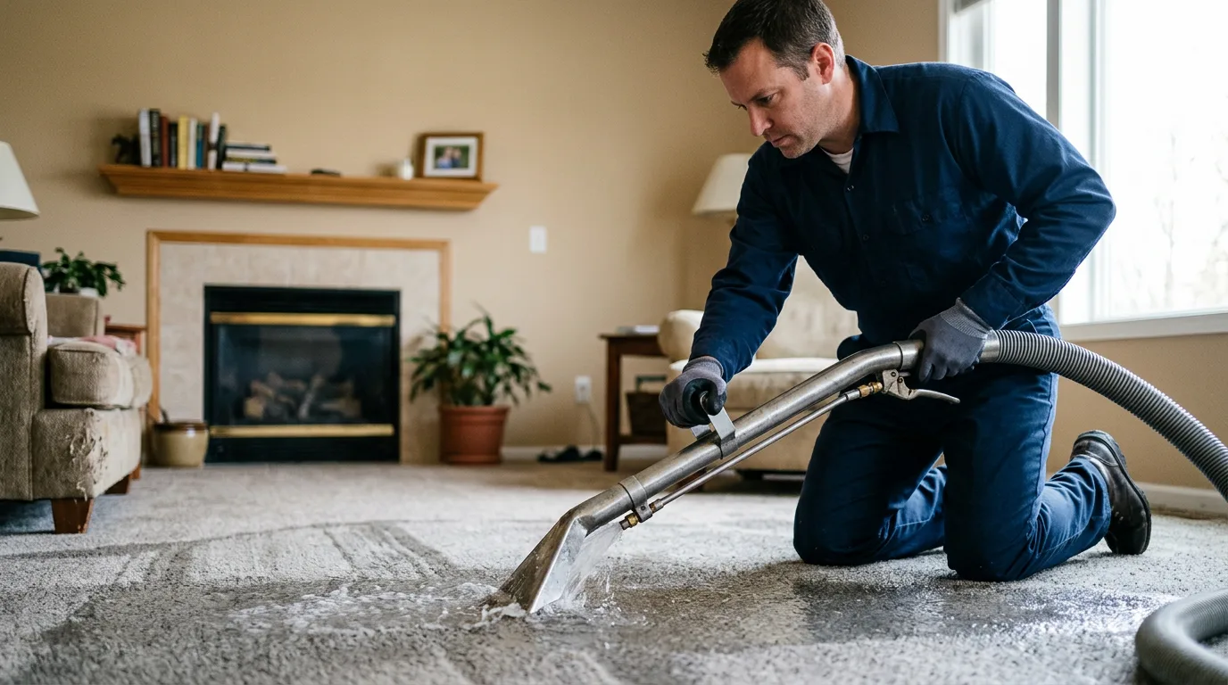 Water damage restoration technician working near Graham, MO